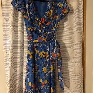 Spring, floral dress with a wraparound belt